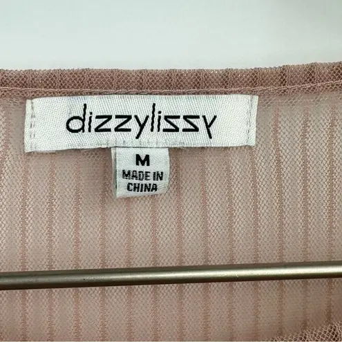 Dizzylizzy Blush Pink Sheer Pearl Long Sleeve Shirt Size Medium