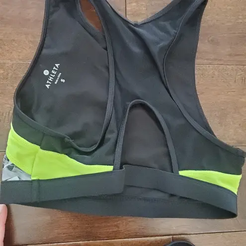 Athleta Work out set  athletic bra size s in black white lime green and c…