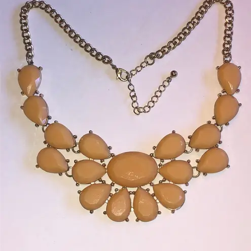 Elegant Gold Tone Peach Boho Retro Statement Necklace