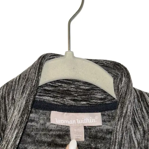 Woman Within Gray & Black Fleece Design Vest Zip Up Jacket Women’s Size XL Coat Warm Style!