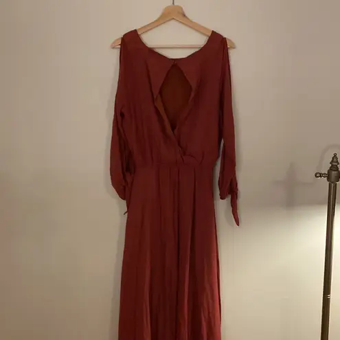 Joyfolie Dress Mauve Pink High Low Long Sleeve Ruffle Cut Out Maxi Size Medium