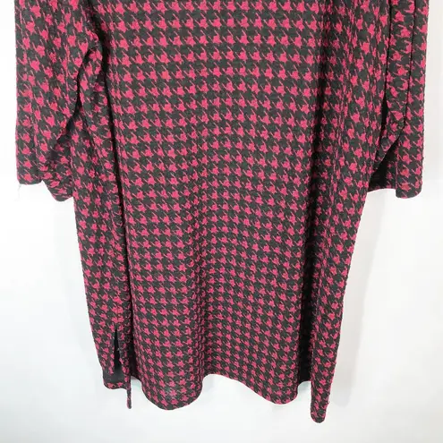 Houndstooth Catherines Plus Size 2X Top 22W 24W Red Black  Scoop Neck Stretch 236