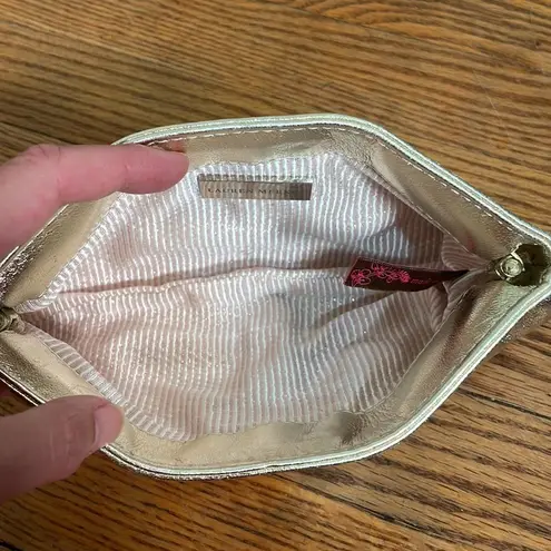 Lauren Merkin Eve Leather Clutch Evening Metallic gold