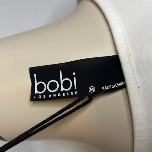 Bobi NWT Front Knot Crop Top MEDIUM Cream Long Sleeve Jersey Knit Casual Modern