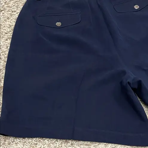 Tribal Midnight Navy Blue Pleated High Rise 100% Silk Shorts