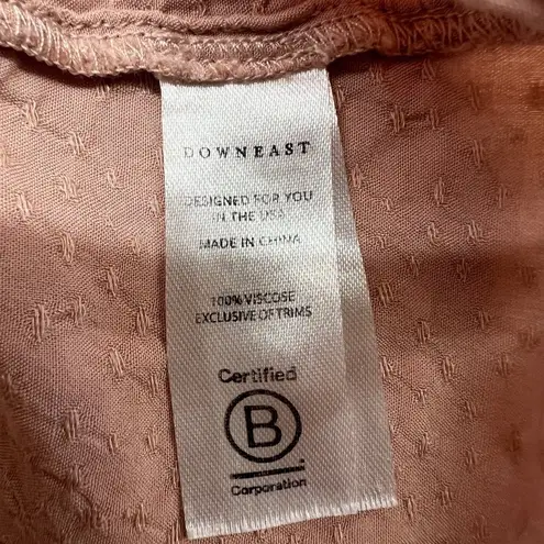 Downeast Pink Ruffled Button-Down Blouse Short Sleeve Size Medium