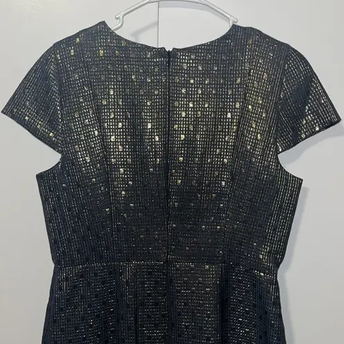 Covington Midi Dress w Cap Sleeve Sheath Metallic Gold Square Evening Women’s 12