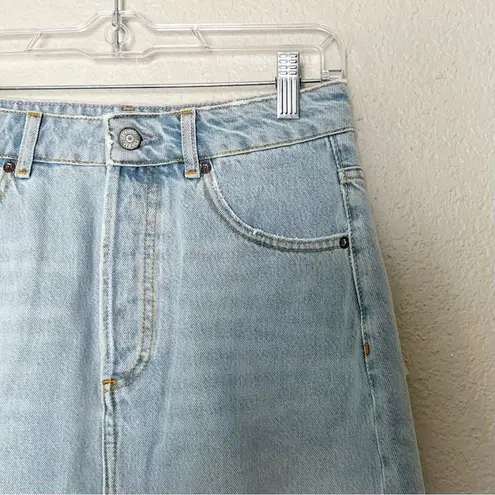 Boyish The Corey Denim Mini Skirt Raw Hem Sunrise Size 26
