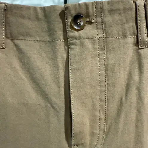 Women's Tan Cotton Cargo Pants Elastic Waist Pull On Baggy Relaxed NWT Brown