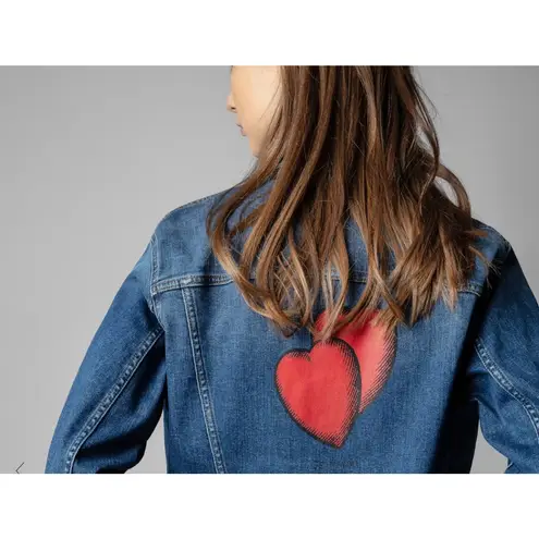 Zadig & Voltaire Kase Denim Heart Jacket in Dark Blue Small
