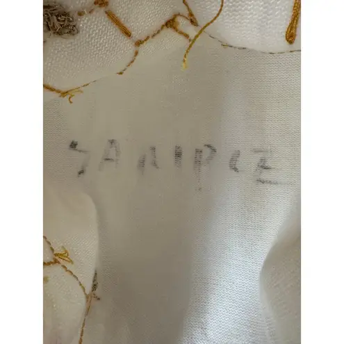 Y2K Michael Simon Knit crochet Bumblebee beaded Vest white gold yellow S/M