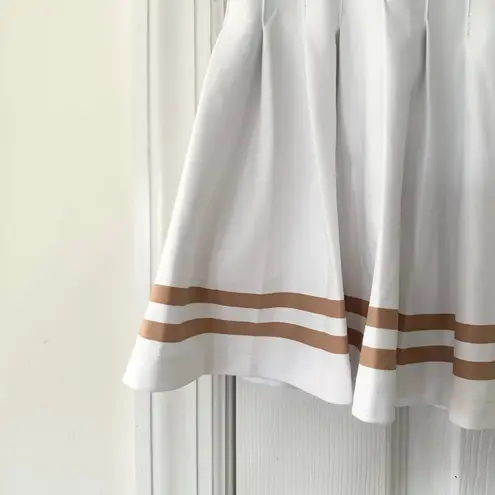 Smith Quinn White Gold Tan Double Stripe Pleated Tennis Sport Skort Skirt Small