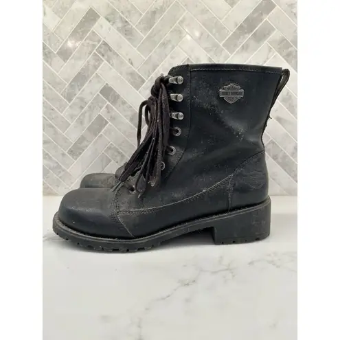 Harley Davidson Leather High Boots Steel Toe Work Motorcycle Biking Womens 9 Black