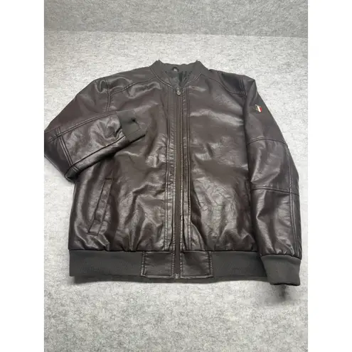 AC/DC Italia Bomber Jacket Mens 2XL Faux Leather Made In Italy AC Lined Wings Crest