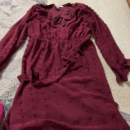 Baltic Born Paisley Dot Midi Dress Burgundy Women's L