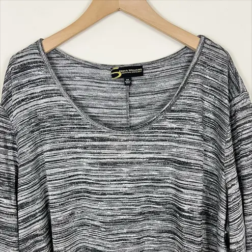NWT Serena Williams Black and White Space Dye Stripe Tunic Sweater Size 3X