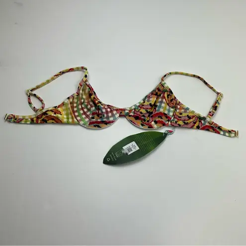 Farm Rio Banana Vichy Swim Bikini Top Womens Size XS Summer Vacation NEW