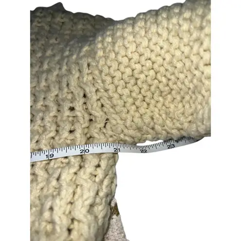 Ecru Vintage Heavy Weight Cable Knit Homemade Cowl Neck Sweater Women’s Large