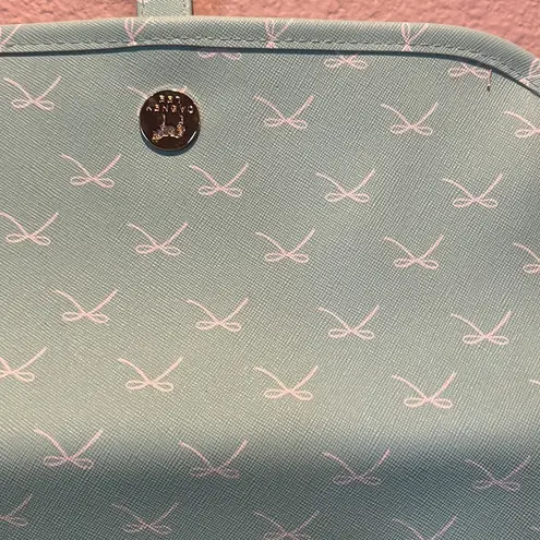 Dabney Lee Mint Green Bow Print Travel Makeup Case