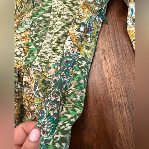 Anthropologie NWOT Green Floreat Dress Amelie 100% silk Kimono Style Boho size 4