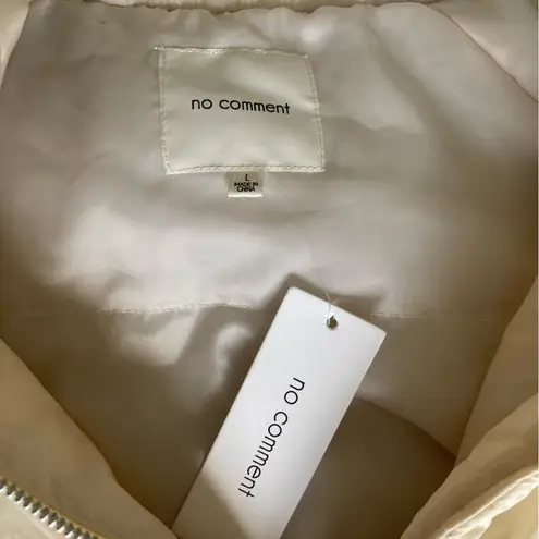 No Comment Cream Bomber Jacket with Quilted Design and High Collar