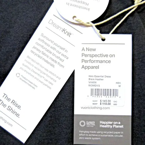 Vuori NWT Halo Essential in Black Heather Stretch Sleeveless Tank Dress M