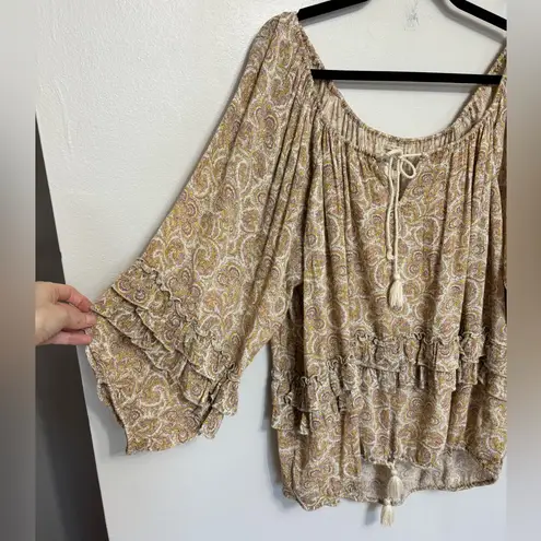 Denim & Supply Ralph Lauren Paisley Boho Tassel Tie Blouse - Size L