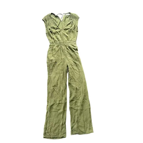 Xirena Jumpsuit Nell Cotton Gauze in Basil Green Wide Leg V Neck Medium