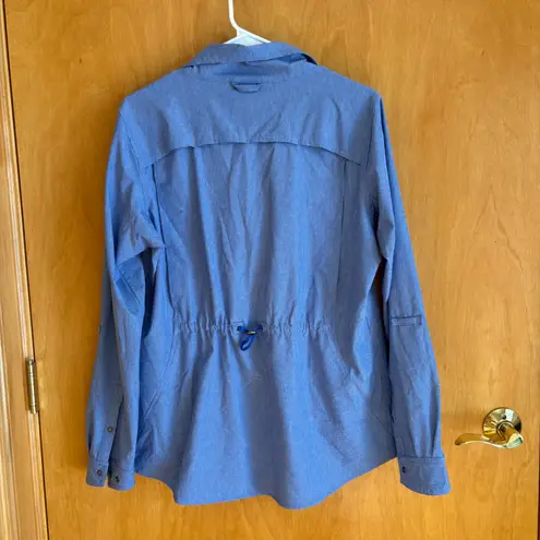 Duluth Trading Co Blue Plaid Snap Button Utility Shirt Jacket Size L Size L