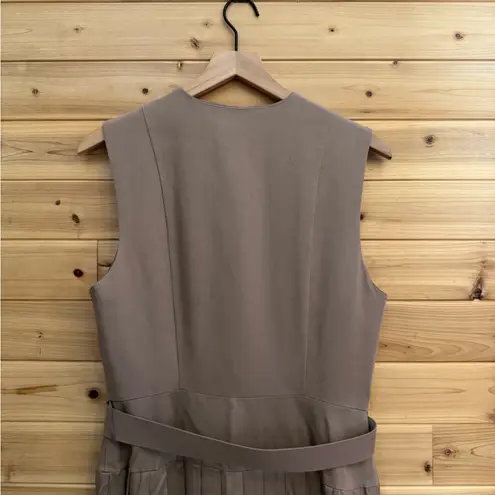 Laura Ashley Vintage Medium Wool Blend V Neck Pleated Button Front Midi Dress