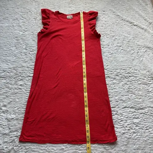 Nation Ltd Elliot Fused Ruffle Flutter Sleeve Dress S Red Orange Pima Cotton