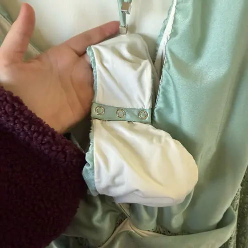 PatBO Monstera Crochet Plunge Beach Dress Medium Green