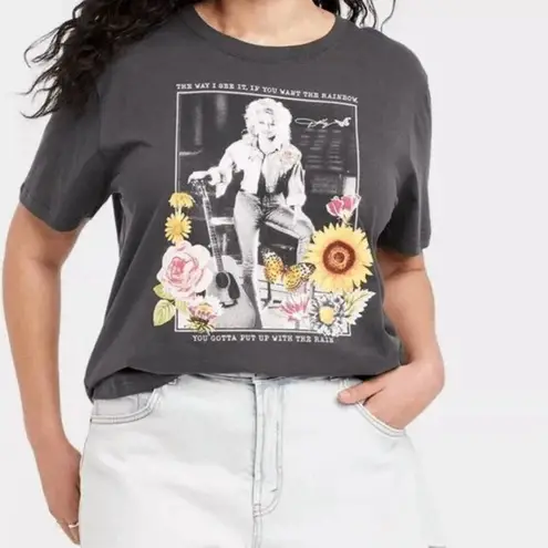 Dolly Parton Dark Gray Rainbow Floral Short Sleeve Graphic T Shirt XL NWT