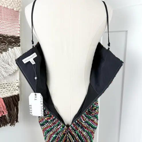 Dress the Population Viviane Rainbow Sequin Ruched Mini Dress Sz S NWT