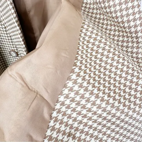 Vintage Gianni Sport Blazer Jacket Womens 12 Houndstooth Tan Neutral Equestrian
