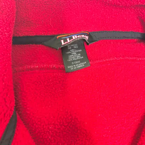 LL Bean Womens Full Zip Thick Red Fleece Jacket Small