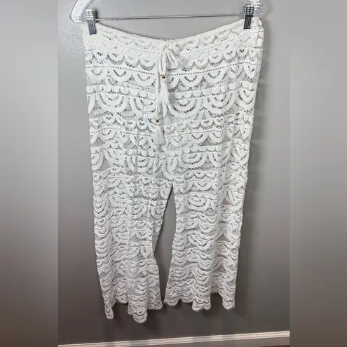 PilyQ PQ SWIM WATER LILY HIGH WAIST LACE PANTS IN WHITE Size M/L