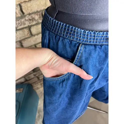 Shorts high waisted 1980s cinch waist pockets Blue Size 14