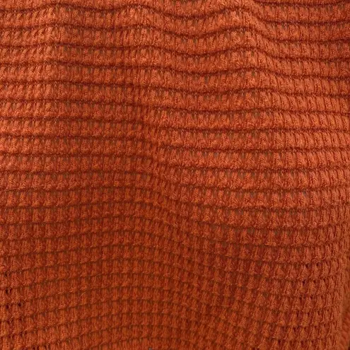 Fantastic Fawn Retro Women's CottageCore Rust Long Sleeve Waffle Knit Cropped Top Boho Small