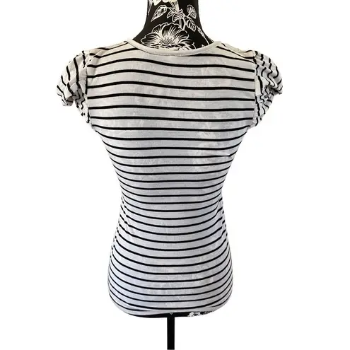 Striped Casual T Shirt School Preppy Semi Opaque Everyday Classic Workwear Work White