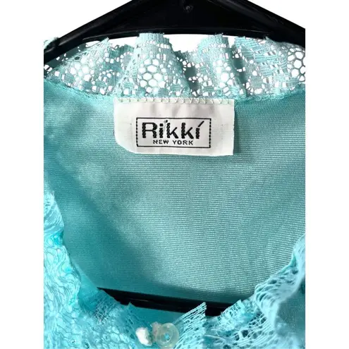 Vintage Rikki New York House Dress Muu Muu Sleep Gown Blue Medium