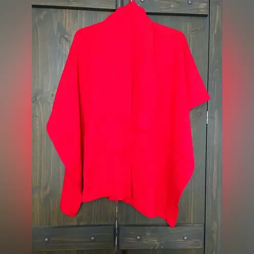 Katie Knit Solid Keyhole Wrap one size Red