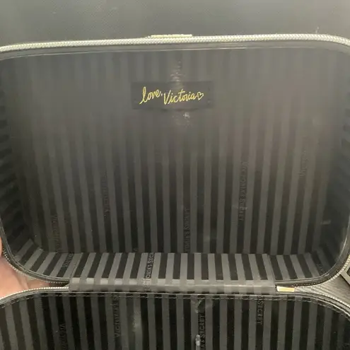 Victoria's Secret Victoria’s Secret Hard Cover Travel Zipper Case Black Lips Pins  Heart