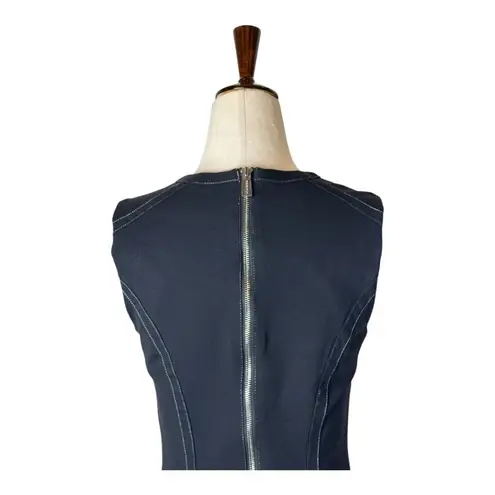 Of Mercer Dress Women 6 Black White Stitching Sleeveless Back Zip Sheath Mini