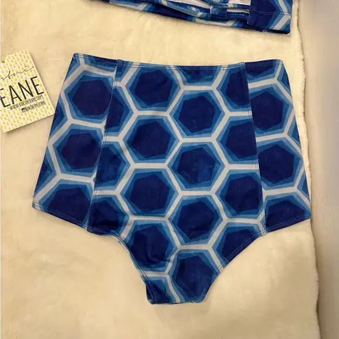 Kortni Jeane swimsuit! Blue & white Latterback top & high waisted bottom!