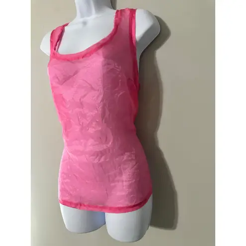 Liu Jo Pink Sheer Ruffle Trim Tank Top Sleeveless Summer Layering Size S