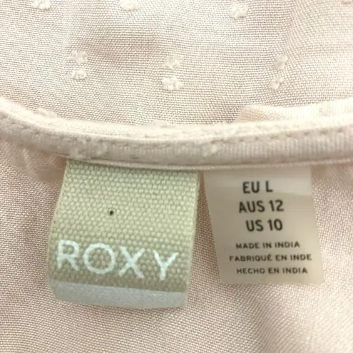 Roxy  Cool Your Heart Romper 10 Blush Pink Swiss Dot Ruffle Tie Waist Shorts