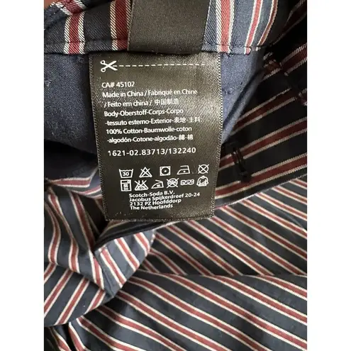 Scotch & Soda Women's Blue Stripe Cropped Button Fly Pleat Trouser Pants XS