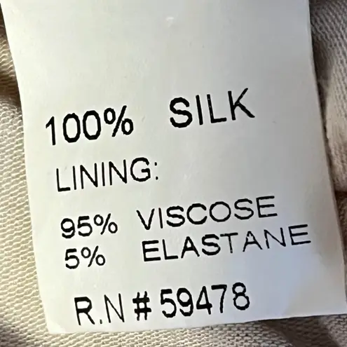 Ambra Italy Floral Print Silk Blend Top Oversized Kaftan Blouse Size L White Size L