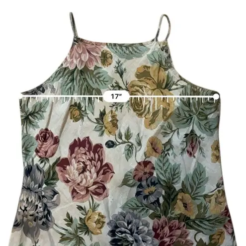 Karen Kane Dress Womens Medium Beige Multi Floral 100% Linen Maxi Vintage 90s